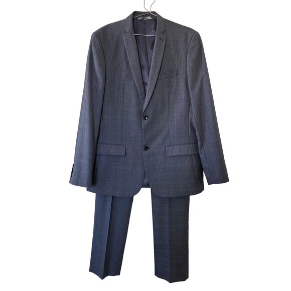 Perry Ellis Slim Fit Two Piece Suit Gray Jacket & Pants Mens Size 44L 36x34 - Picture 1 of 16